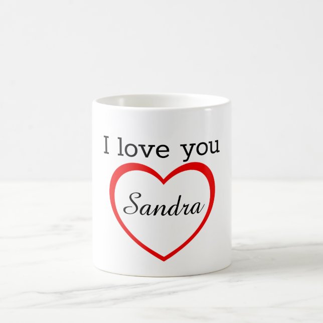 I love you Name red heart Coffee Mug (Center)