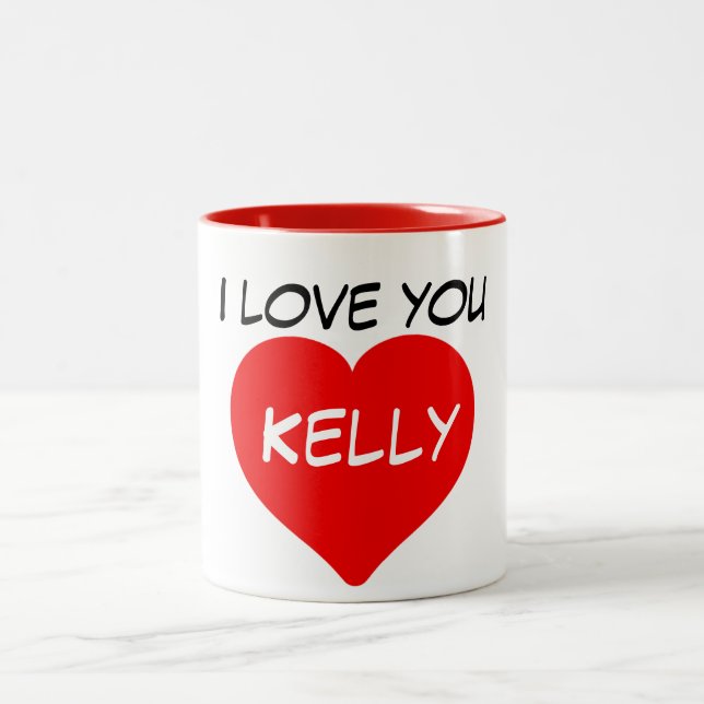I love you Name red heart Two-Tone Coffee Mug (Center)