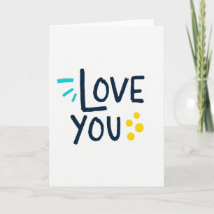 I Love You Navy Teal Art Card