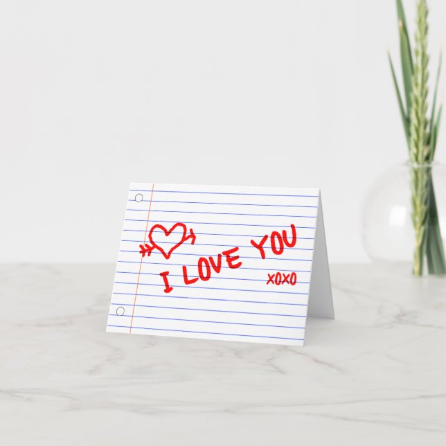 i love you : notebook paper card (Front)