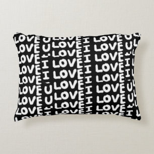 I love you on black background decorative cushion