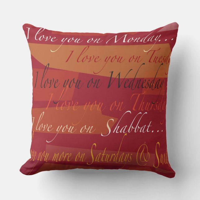I LOVE YOU ON SHABBAT Cool Modern Throw Pillow (Front)