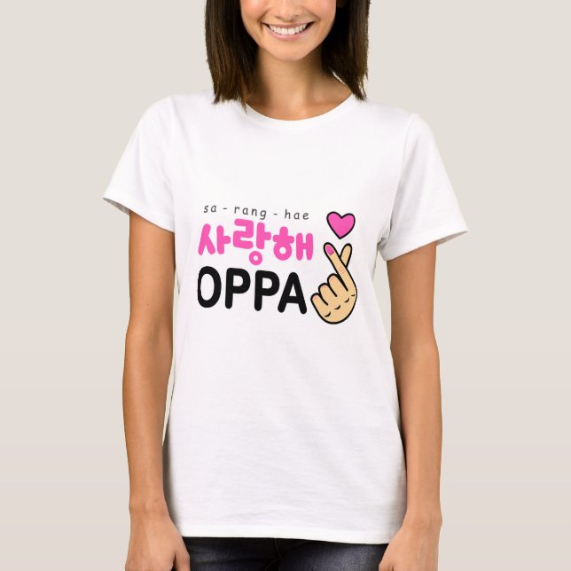 I Love You Oppa Heart Sign T-Shirt (Front)