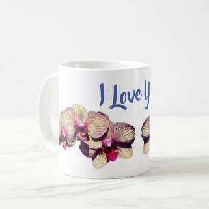 I Love You Orchid Flower Coffee Mug