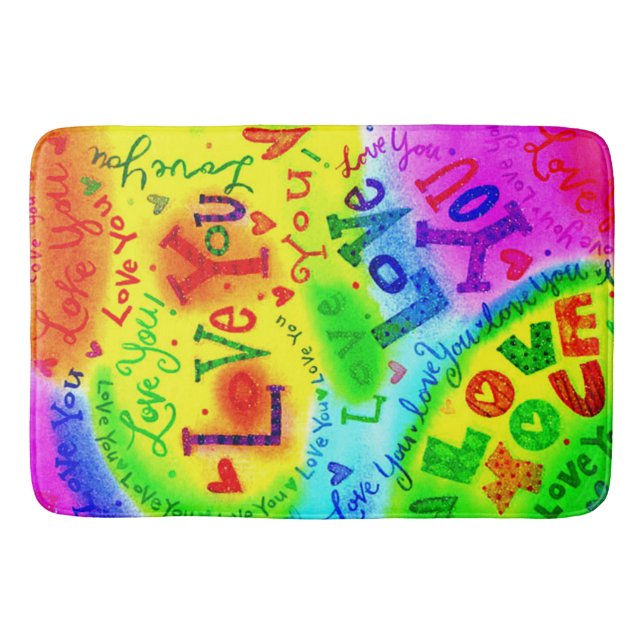 I LOVE YOU Painting Bath Mat (Front)