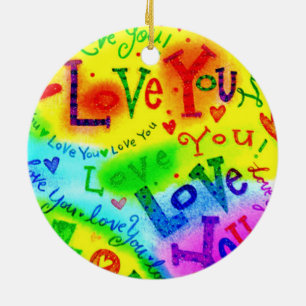I LOVE YOU Painting Ceramic Tree Decoration