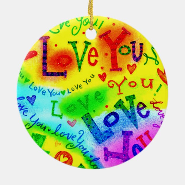 I LOVE YOU Painting Ceramic Tree Decoration (Back)