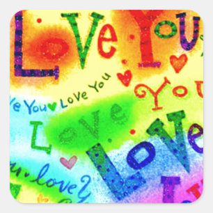 I LOVE YOU Painting Square Sticker