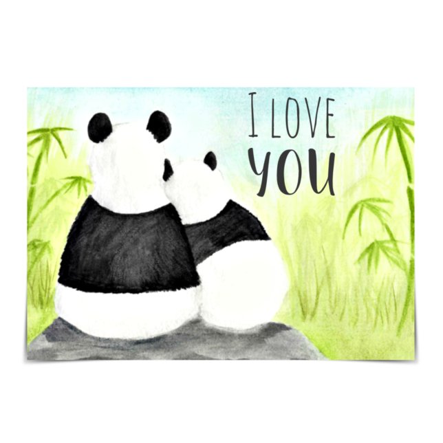 "I Love You" Pandas Bamboo Watercolour Card (Creator Uploaded)