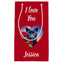 I Love You Panther Heart Red Personalised Name