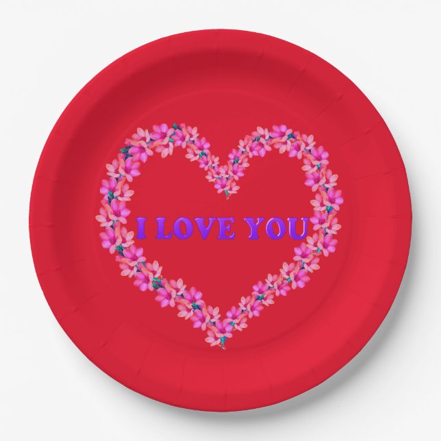 I Love You Paper Plates 9" (Front)