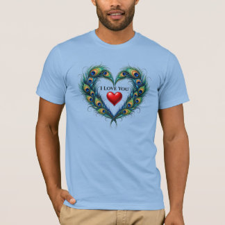 I Love You Peacock Feather Heart Men T-Shirt
