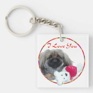 I Love You Pekingese Pup Key Ring