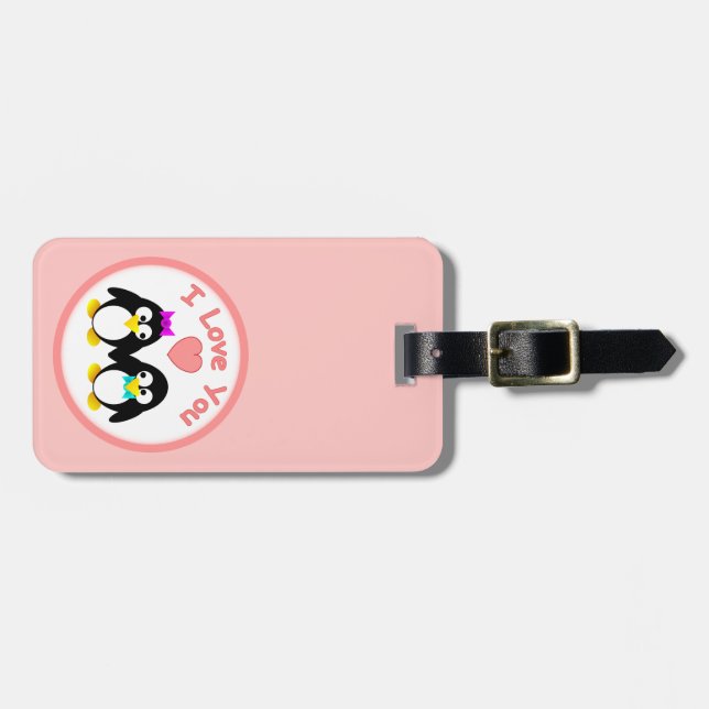 I Love You, Penguin Luggage Tag (Front Horizontal)