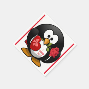 "I LOVE YOU" PENGUIN NAPKIN