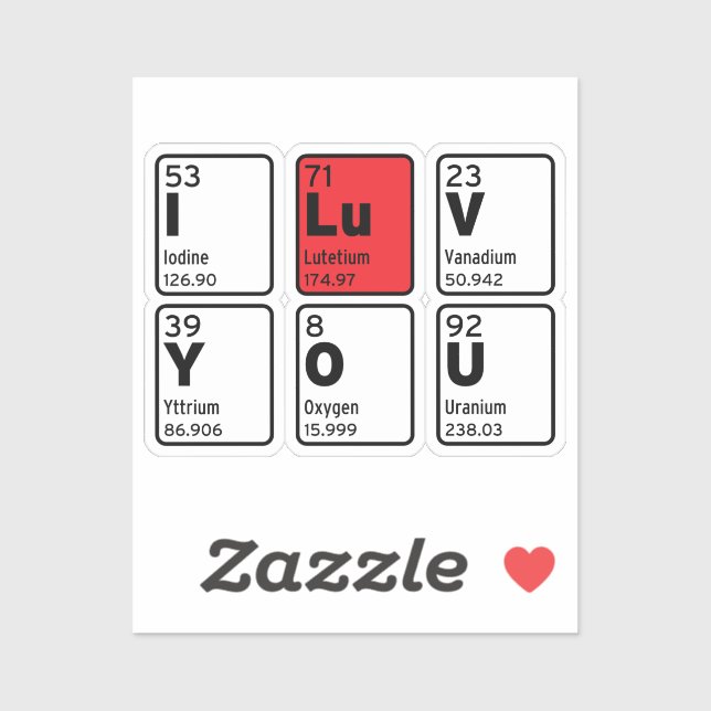 I Love You Periodic Table (Sheet)