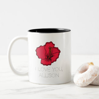 I Love You Personalised Flower Wife or Girlfriend Two-Tone Coffee Mug