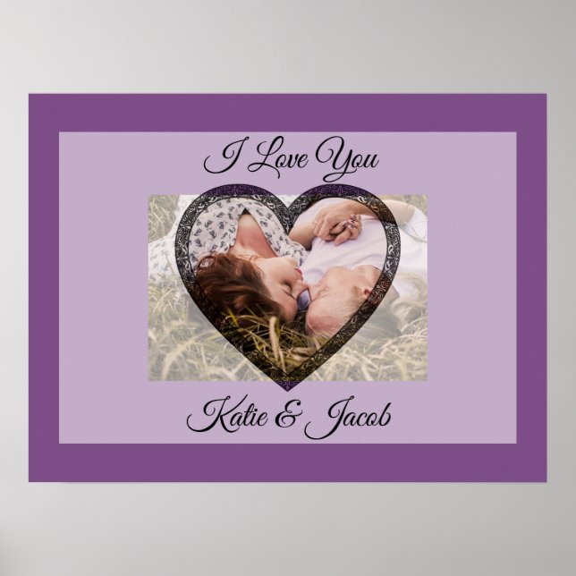 I Love You personalised Photo Purple Poster (Front)