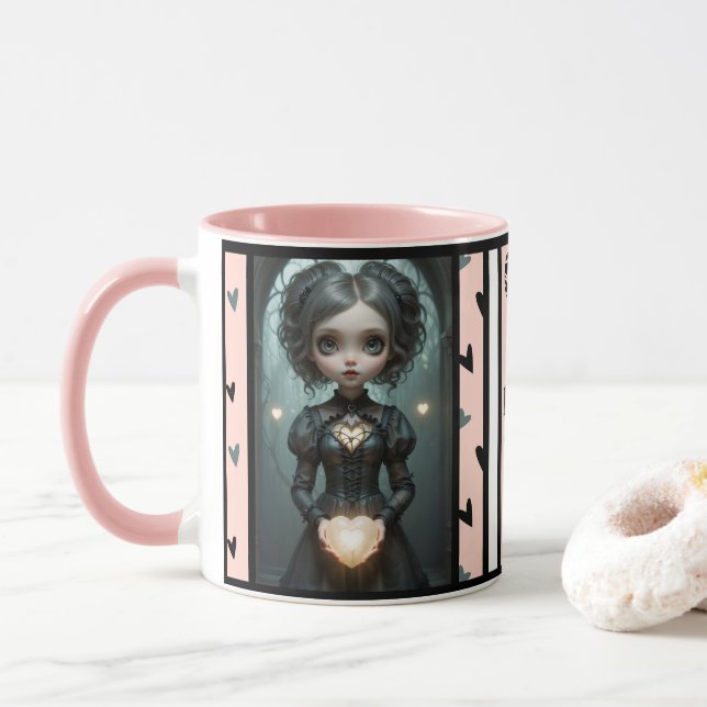I LOVE YOU personlizable heart mug gift  (With Donut)