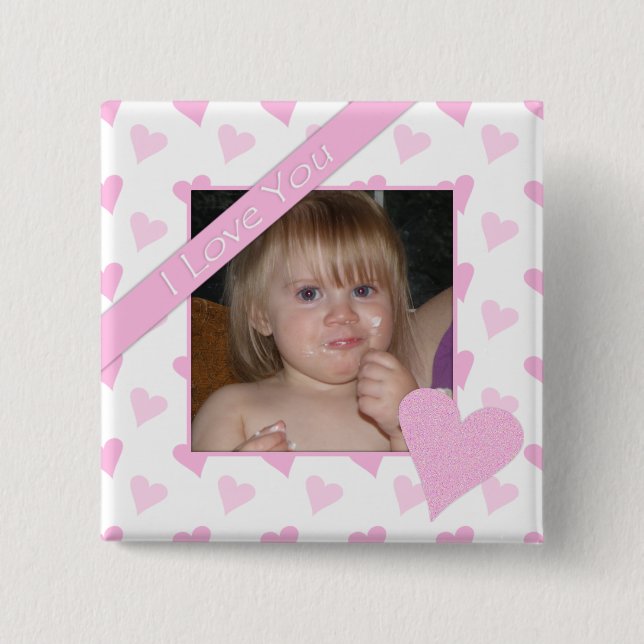 I Love You Photo Button (Front)