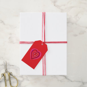 I love you, pink and red stripes heart gift tags