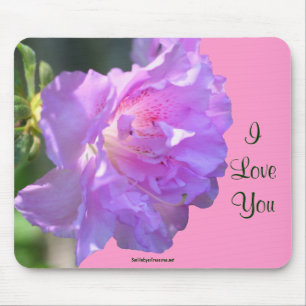 I Love You Pink Azalea Flower Photo Mousepad