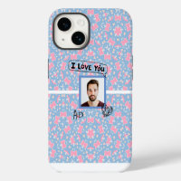I love you Pink Blue Butterfly Heart Pattern