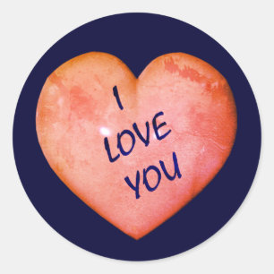 I Love You Pink Heart  Classic Round Sticker