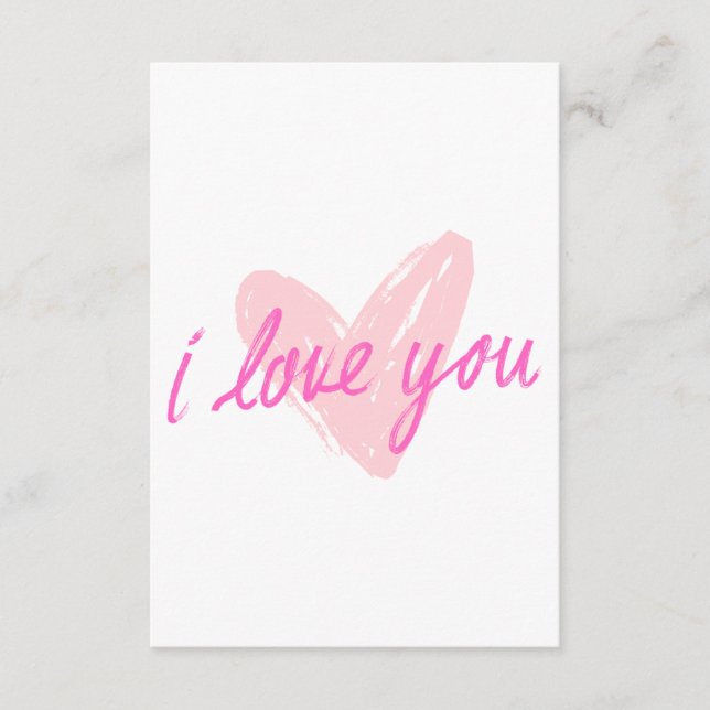 I Love You" Pink Heart Design  Enclosure Card (Front)