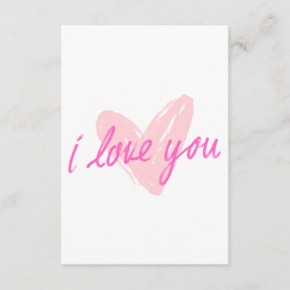 I Love You" Pink Heart Design  Enclosure Card