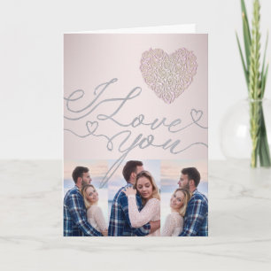 I Love You Pink Heart Photo Collage Card