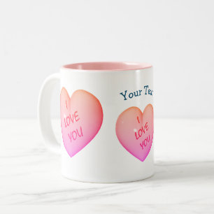 I Love You Pink Hearts Personalised Two-Tone Coffee Mug