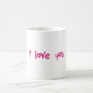 I love you, Pink Hearts Typography Valentine Love Coffee Mug