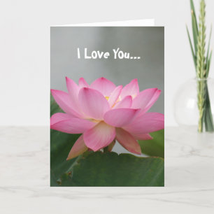 I Love You Pink Lotus flower Card
