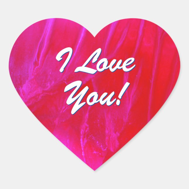 "I Love You!" Pink & Red Heart Sticker (Front)