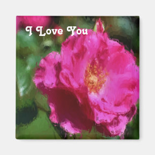 I Love You Pink Rose Magnet