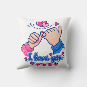 I Love You Pinky Promise Cute Hearts Cushion