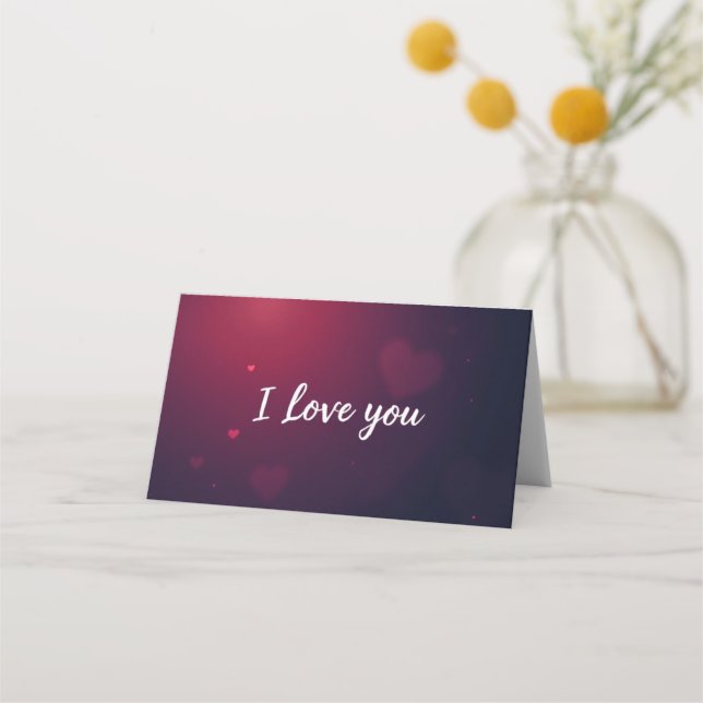 I Love You  Place Card (Front)