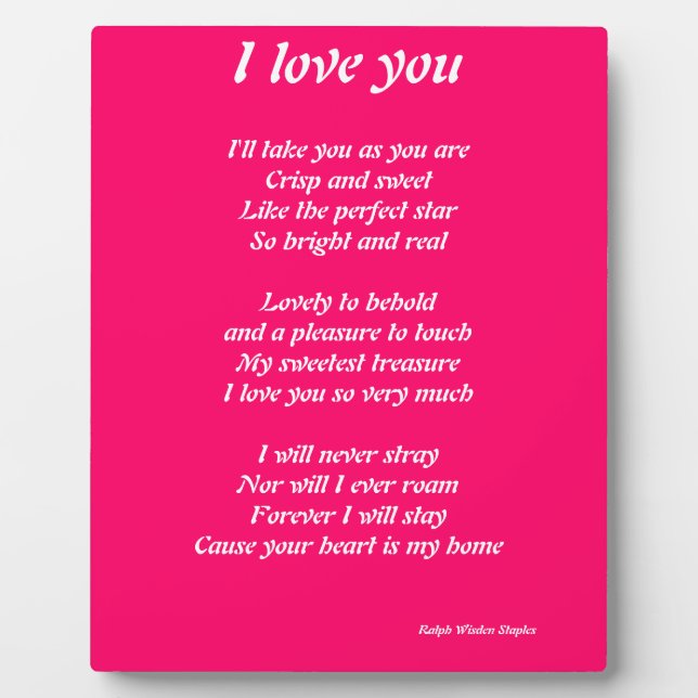 I love you poem plaque (Front)
