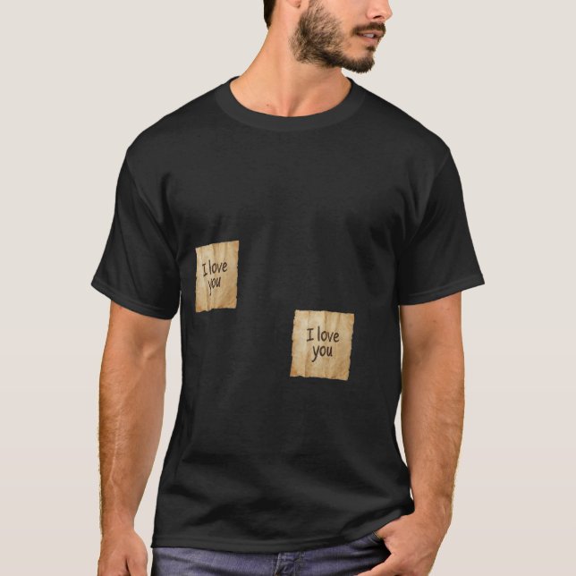 "I Love You" Post-it Notes Minimalist Black T-Shir T-Shirt (Front)