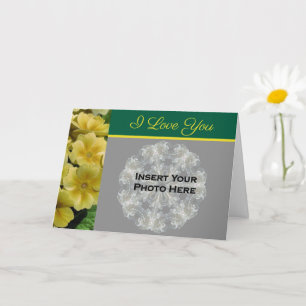 I Love You Primrose Flowers Personalized Photo  Card
