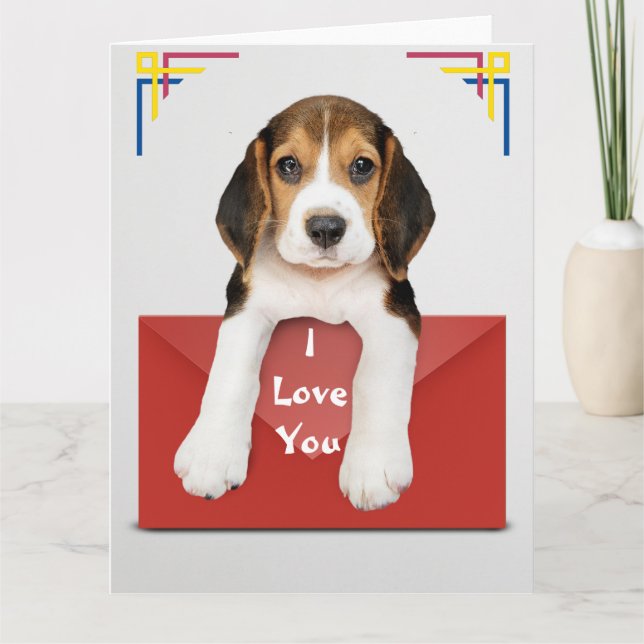 I Love You, printed on red envelope Card (Front)