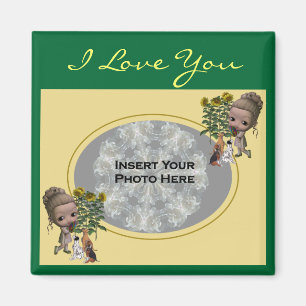 I Love You Puppies Customisable Photo Magnet