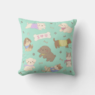 I Love You Puppies Illustration Cushion