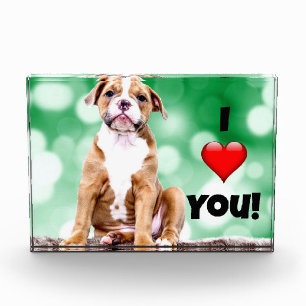 I Love You, Puppy Photo, Acrylic Photo Block