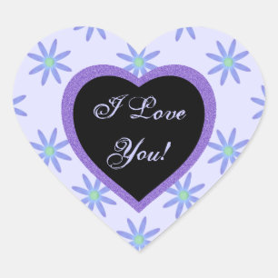 I Love You: Purple Daisy And Heart Stickers
