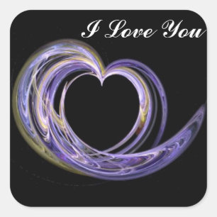 I Love You Purple Swirl Heart Square Sticker