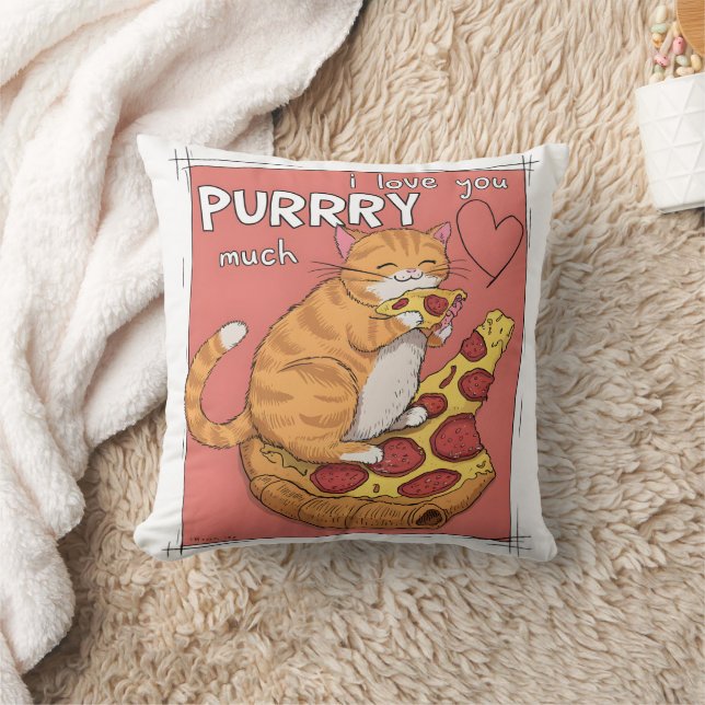 I Love You Purrry Much Funny Cat Lover Gift  Cushion (Blanket)