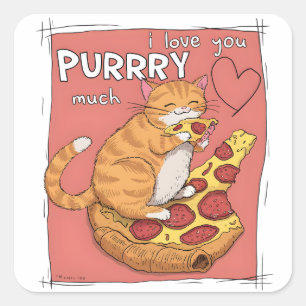 I Love You Purrry Much Funny Cat Lover Gift Square Sticker