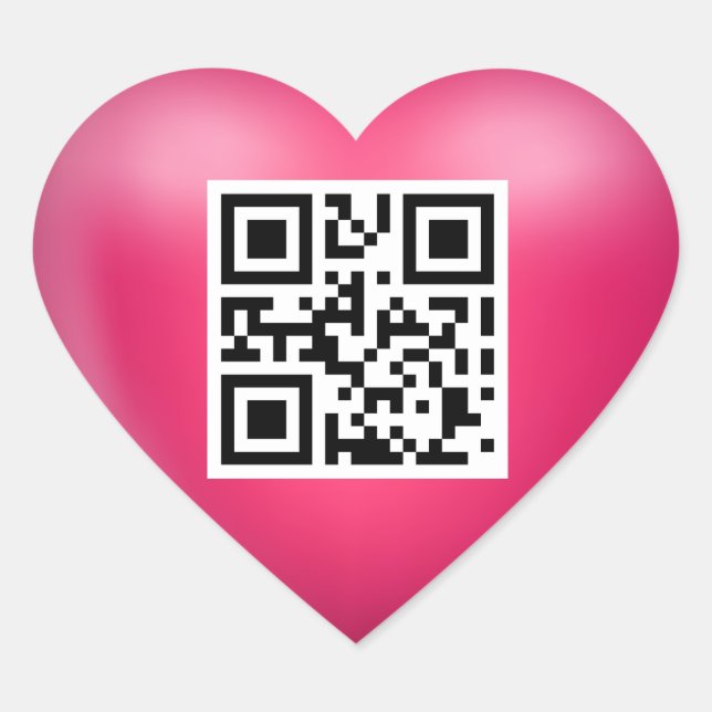 I Love You QR Code Pink Heart Sticker (Front)